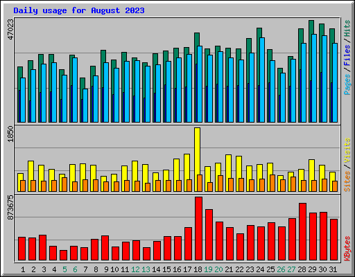 Daily usage for August 2023