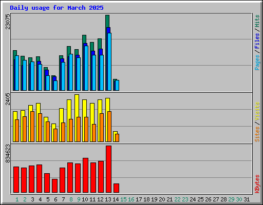 Daily usage for March 2025