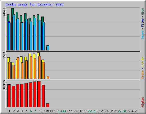 Daily usage for December 2025